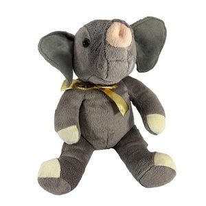 Build A Bear Elephant Plush No Sound Gold Bow 17" Stuffed Animal Gray